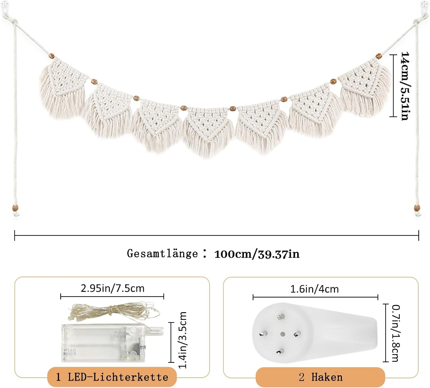 Gobelin ihonyi deco chic z frędzlami girlanda led Strona główna - Akcesoria i dekoracje Naty Shop