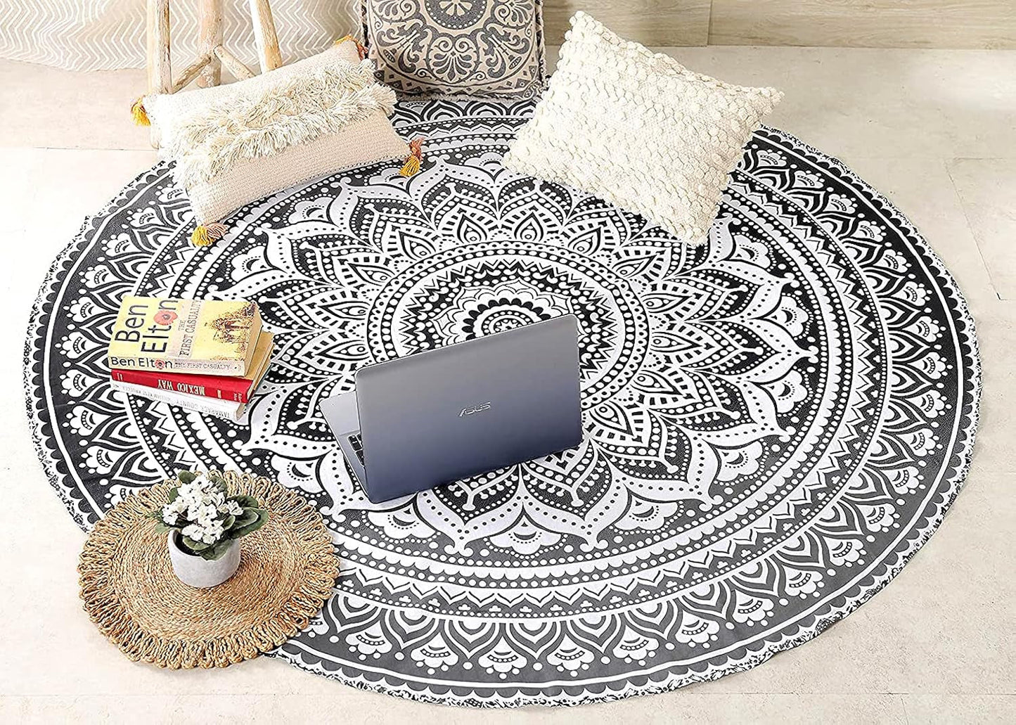 Gobelin indyjski ręcznik plażowy okrągły mandala hippiel duży indyjski dom - akcesoria i dekoracje Naty Shop Default Title