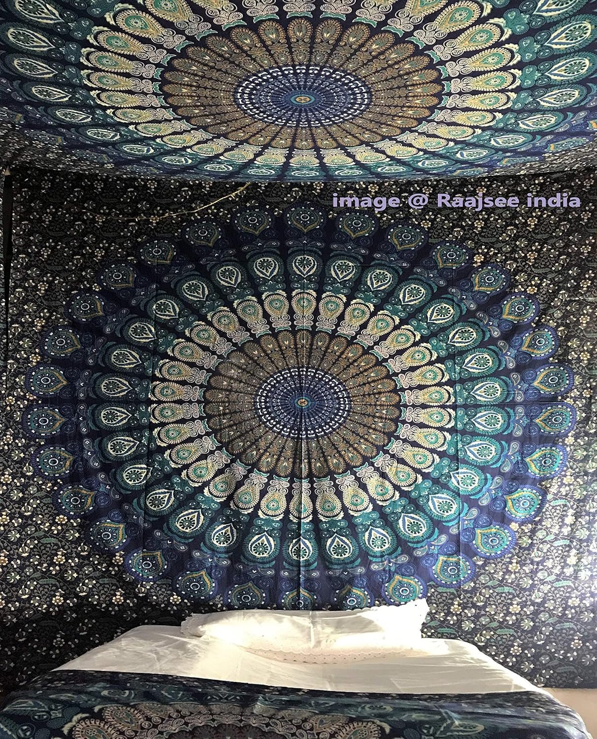 Indyjski gobelin psychodeliczny mandala niebieski turkusowy słoń Strona główna - Akcesoria i dekoracje Naty Shop