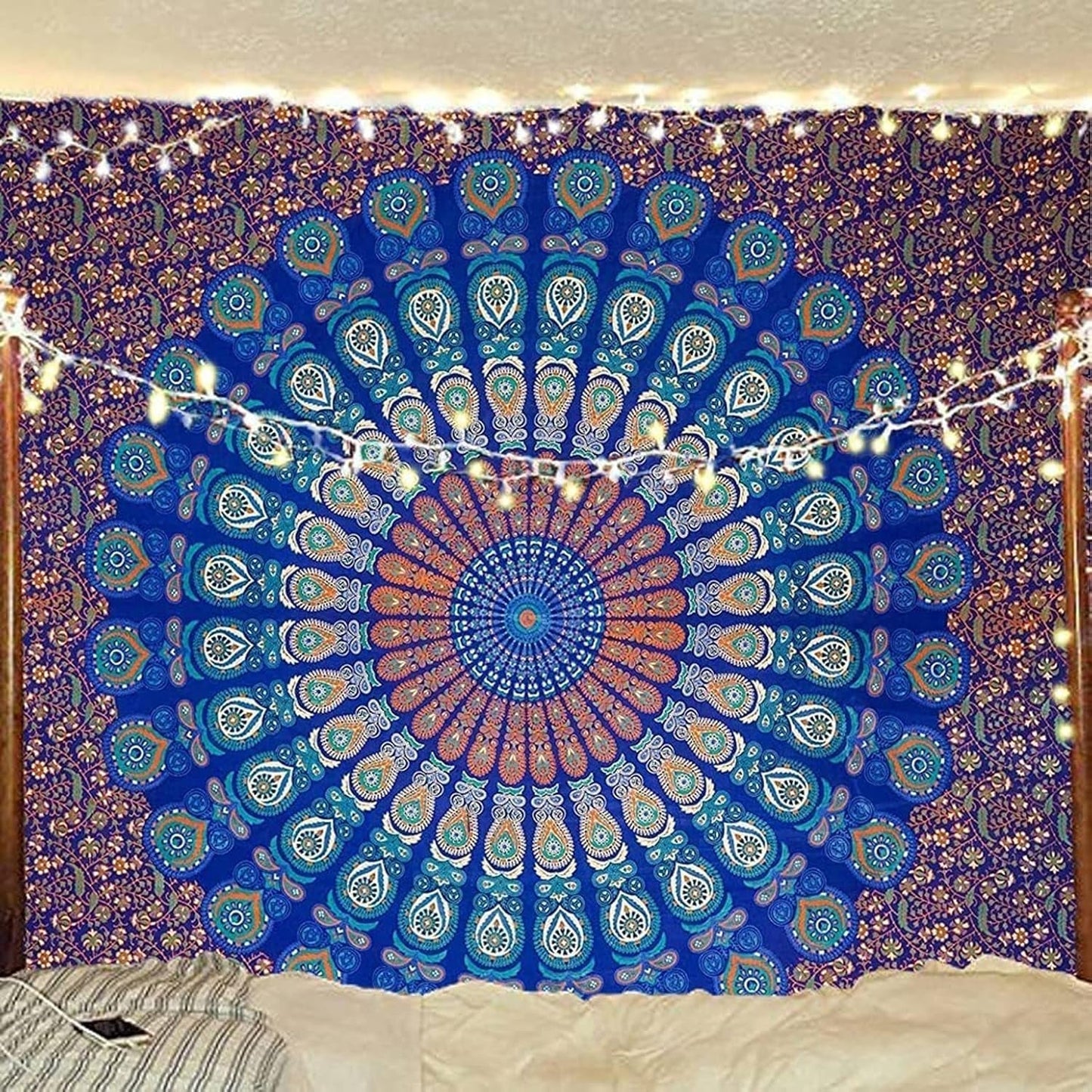 Indyjski gobelin psychodeliczny mandala niebieski turkusowy słoń Strona główna - Akcesoria i dekoracje Naty Shop