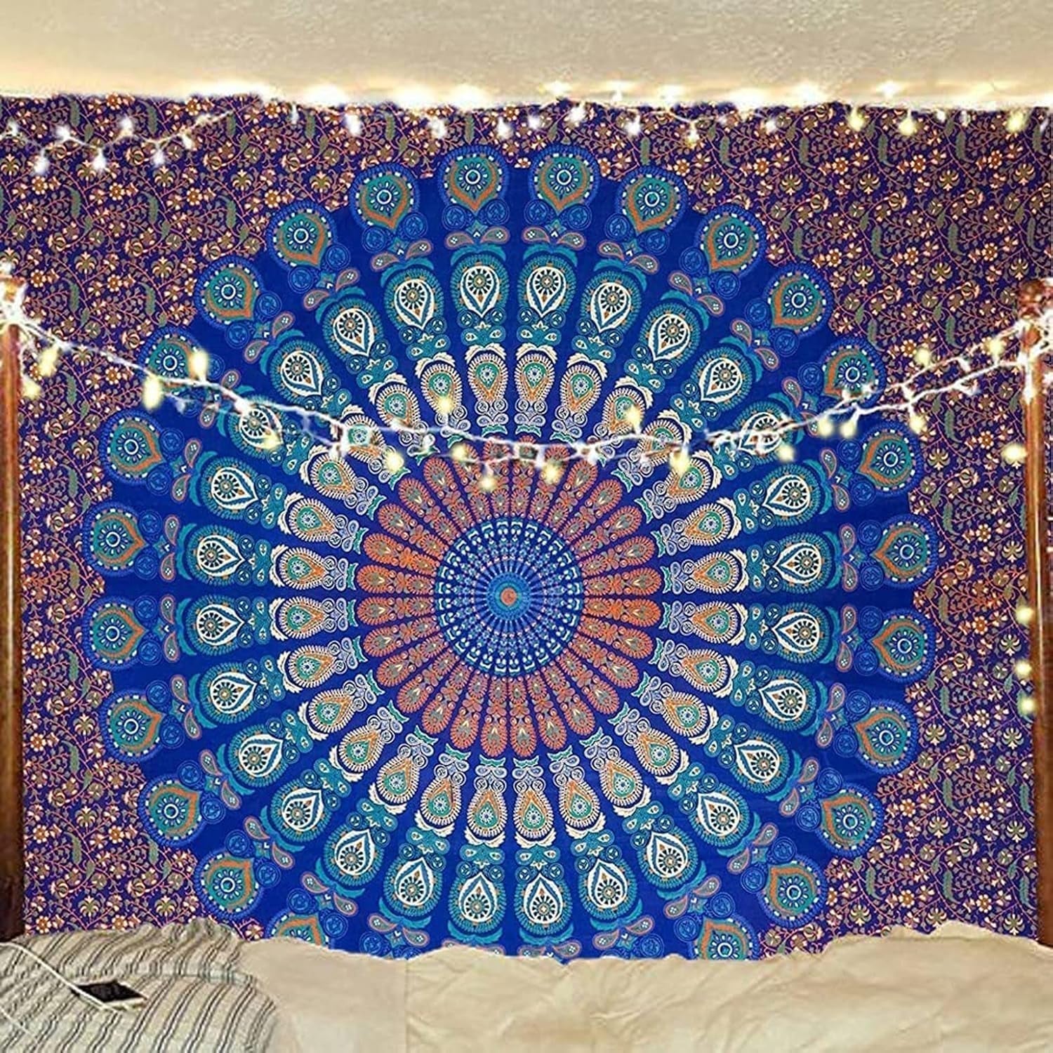 Indyjski gobelin psychodeliczny mandala niebieski turkusowy słoń Strona główna - Akcesoria i dekoracje Naty Shop
