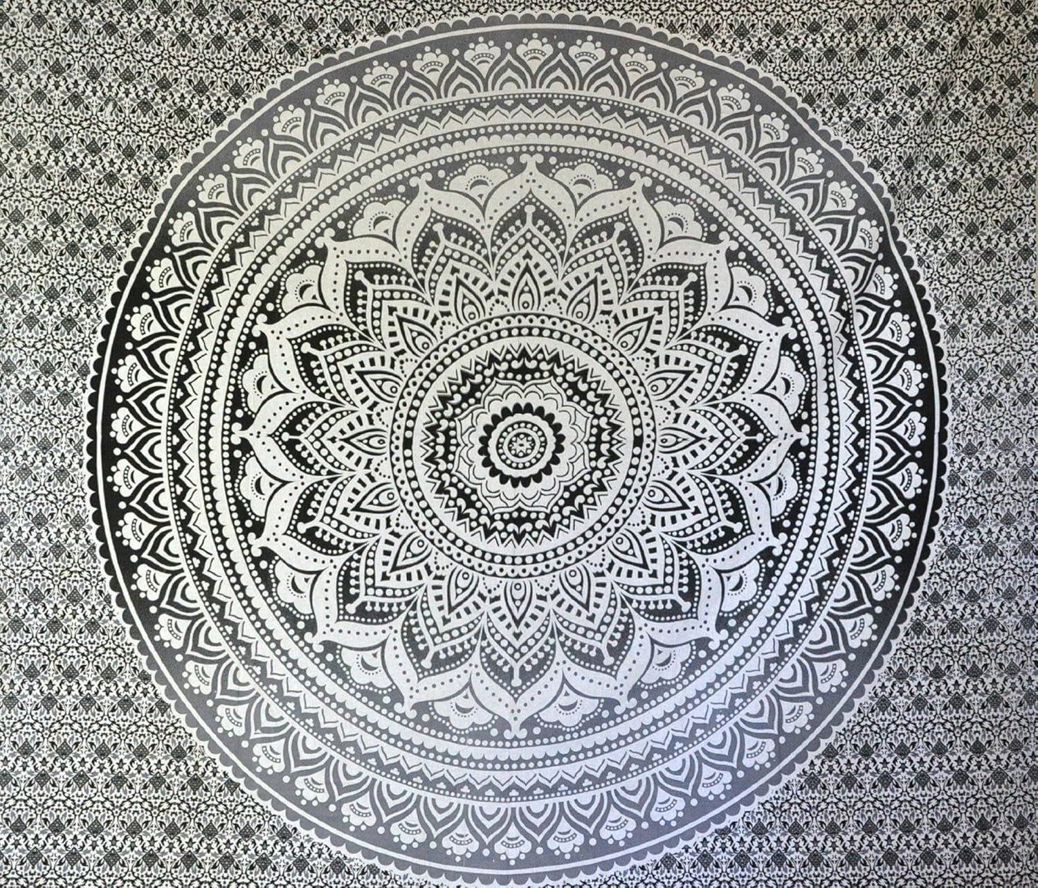Indyjski gobelin psychodeliczny mandala czarno biały Indie Strona główna - Akcesoria i Dekoracje Naty Shop