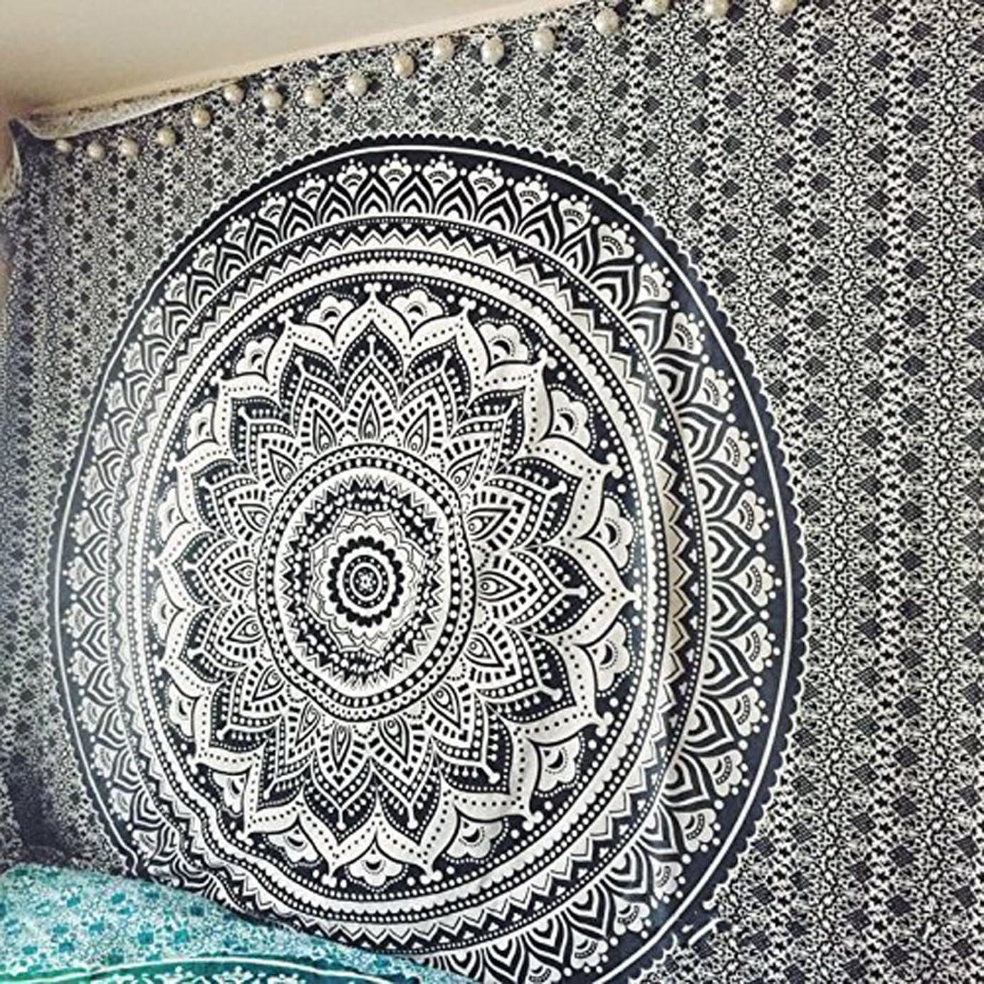 Indyjski gobelin psychodeliczny mandala czarno biały Indie Strona główna - Akcesoria i Dekoracje Naty Shop