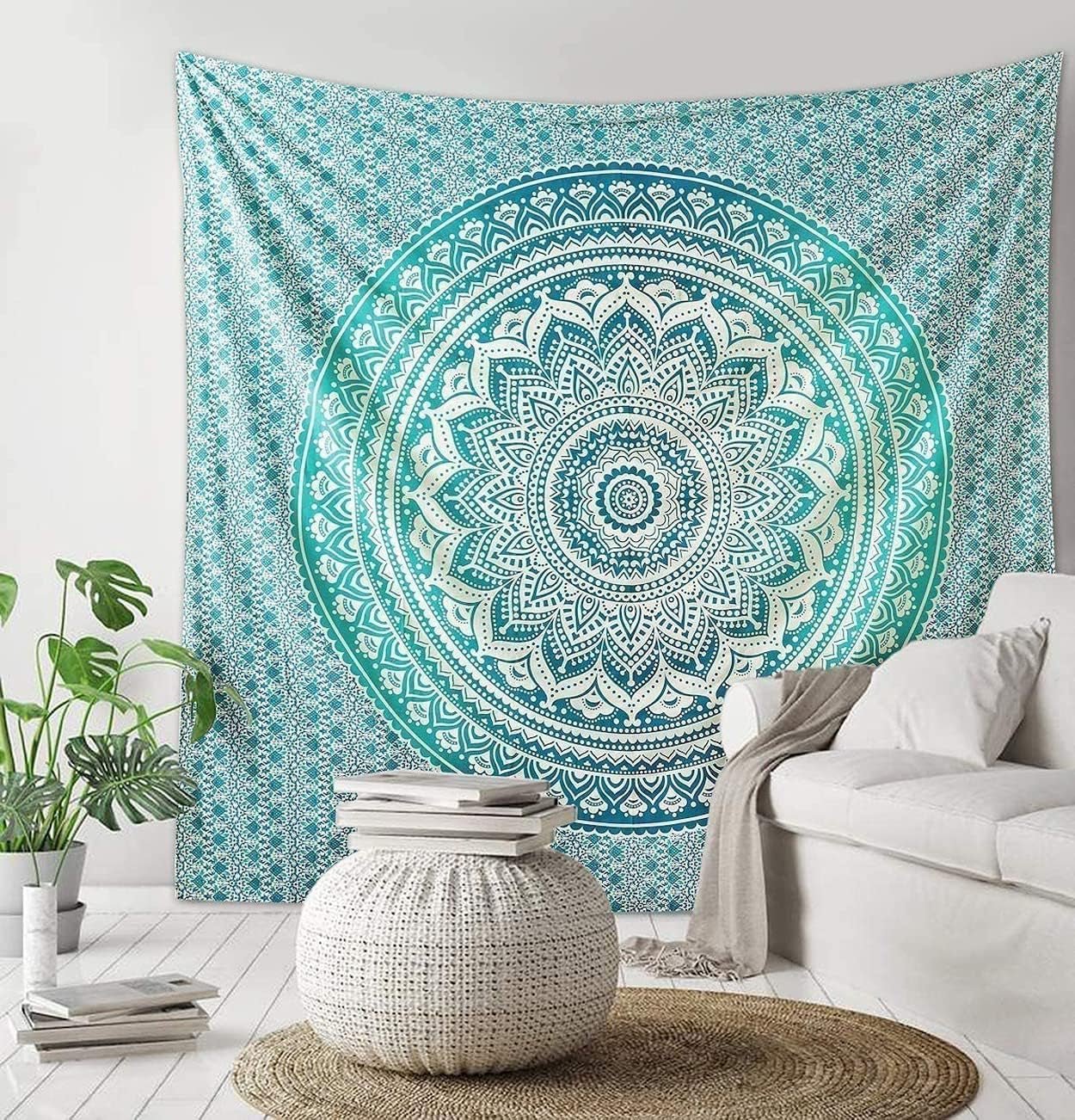 Indyjska zielona mandala gobelinowa estetyczna dekoracja Dekoracja wnętrz - Akcesoria i dekoracje Naty Shop Default Title