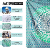 Indyjska zielona mandala gobelinowa estetyczna dekoracja Dekoracja wnętrz - Akcesoria i Dekoracje Naty Shop