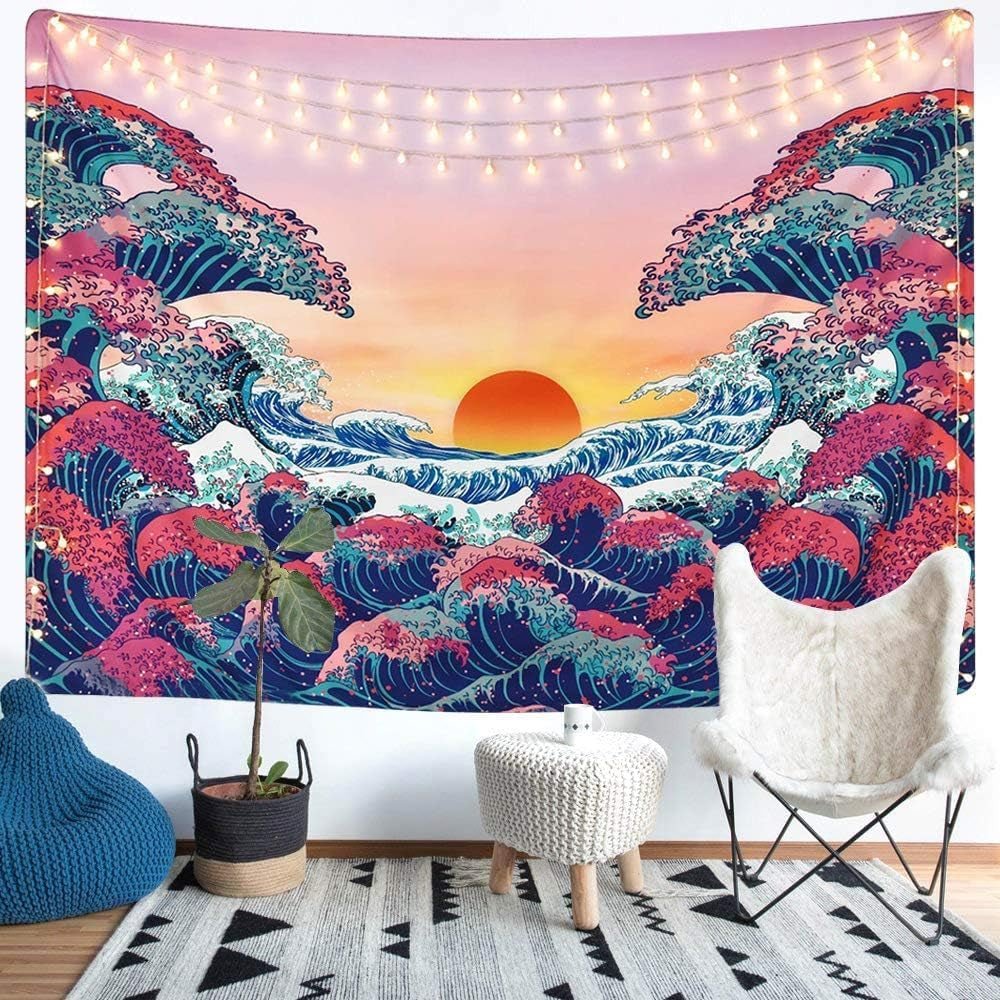 Gobelin lomohoo abstrakcyjny szkic sztuka czarny biały całowanie Strona główna - Akcesoria i dekoracje Naty Shop Ocean Wave Orange 150L X 130B Cm