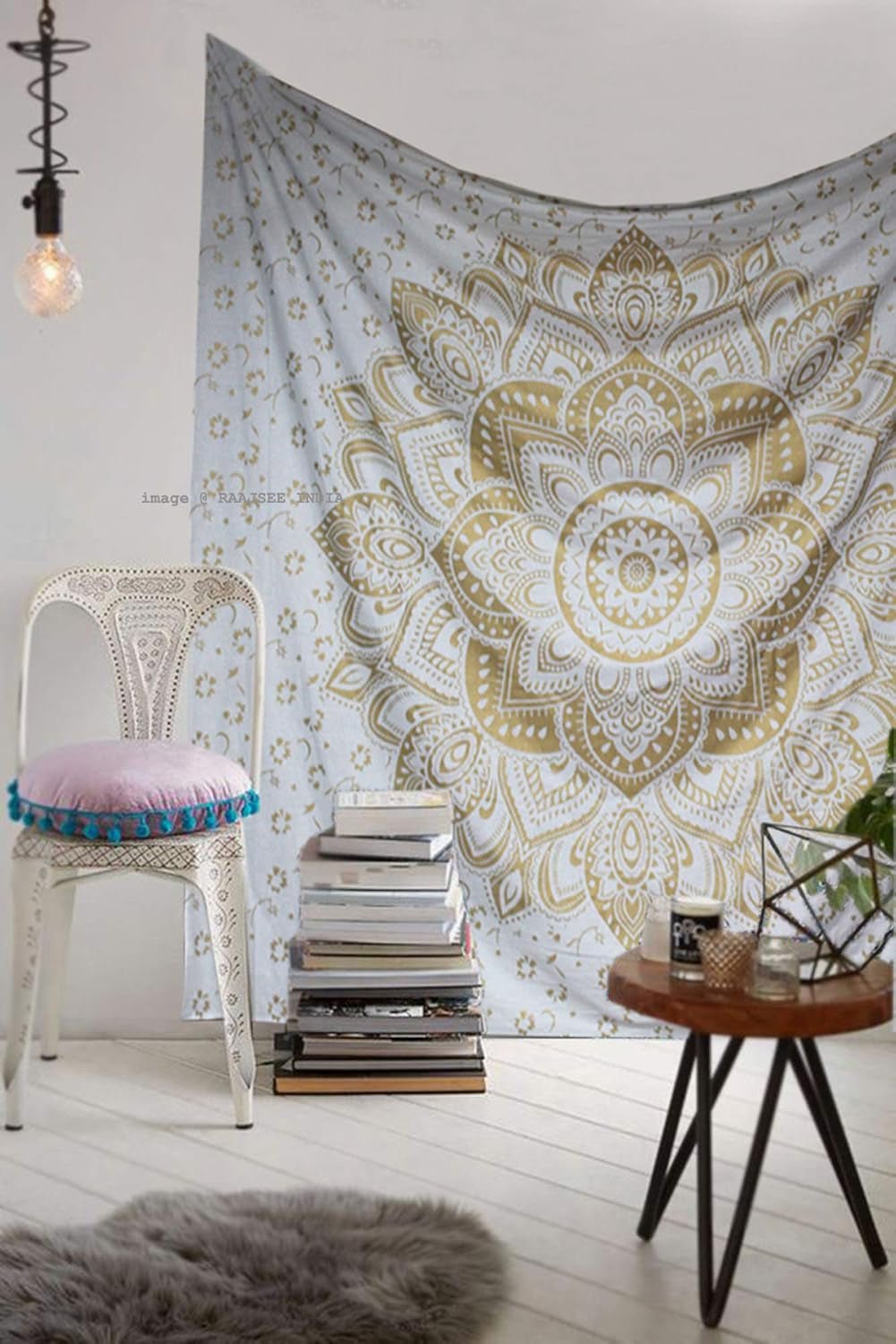 Mandala gobelin dekoracja pokoju płótno białe złoto Strona główna - Akcesoria i dekoracje Naty Shop Default Title