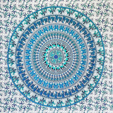 Gobelin Momomus Mandala kolorowy bawełniany orientalne wzory Strona główna - Akcesoria i Dekoracje Naty Shop Biało-niebieski 135L X 210B Cm