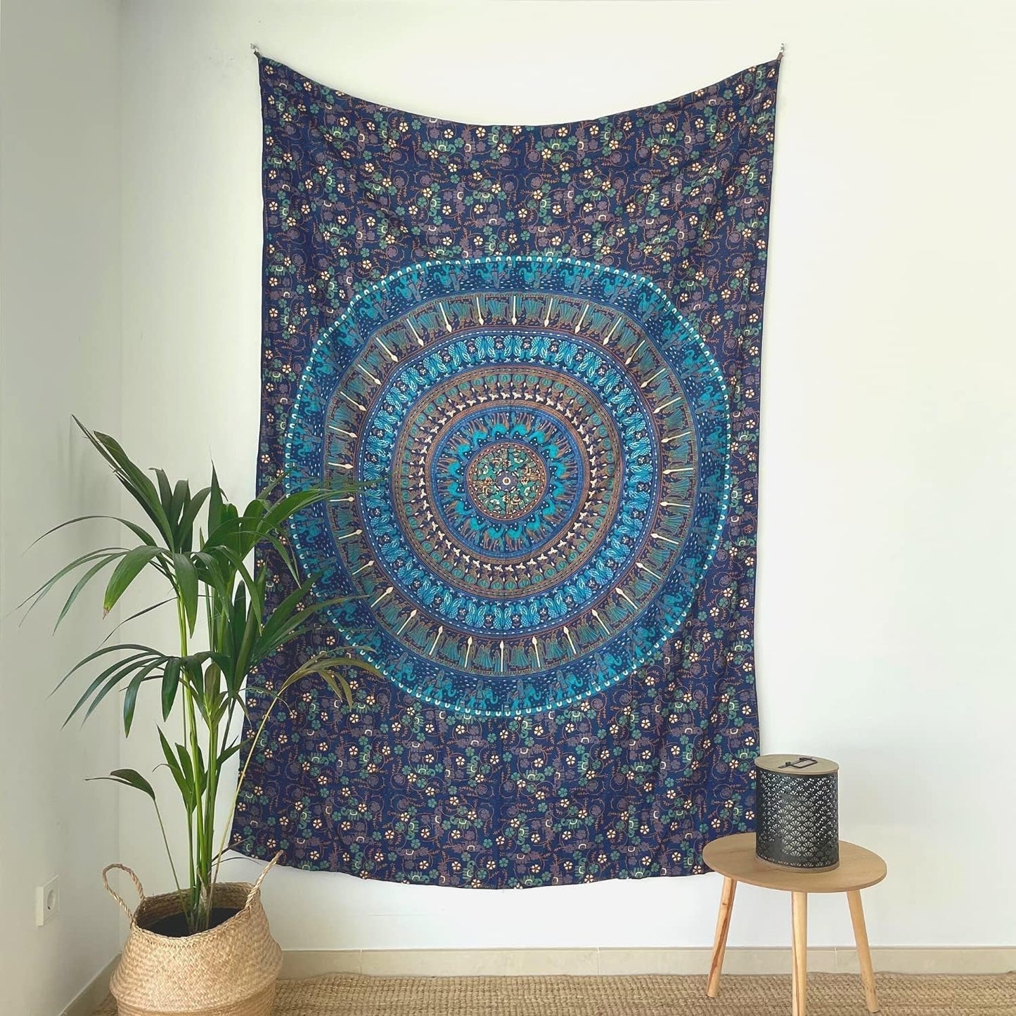 Gobelin Momomus Mandala kolorowy bawełniany orientalne wzory Strona główna - Akcesoria i Dekoracje Naty Shop Niebieski C 135L X 210B Cm