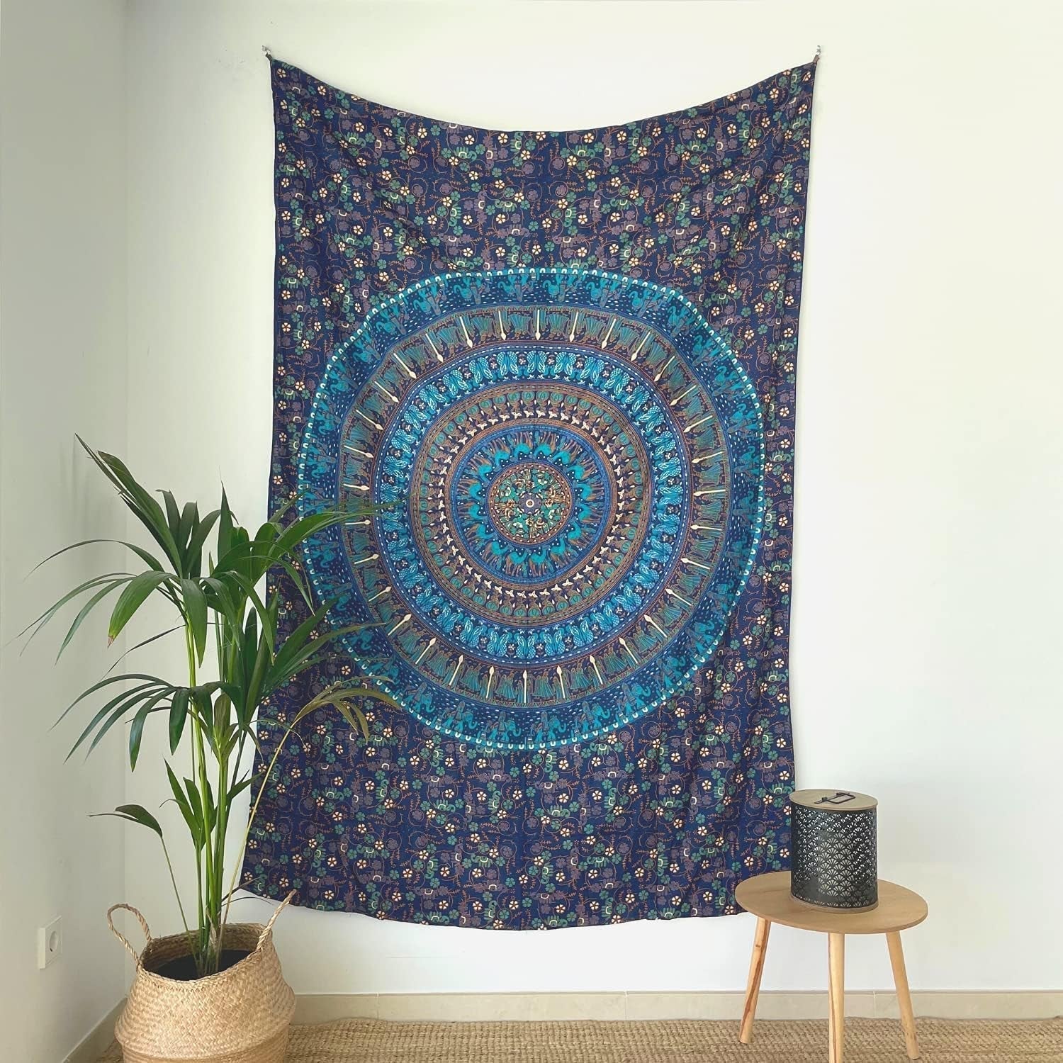 Gobelin Momomus Mandala kolorowy bawełniany orientalne wzory Strona główna - Akcesoria i Dekoracje Naty Shop Niebieski C 135L X 210B Cm