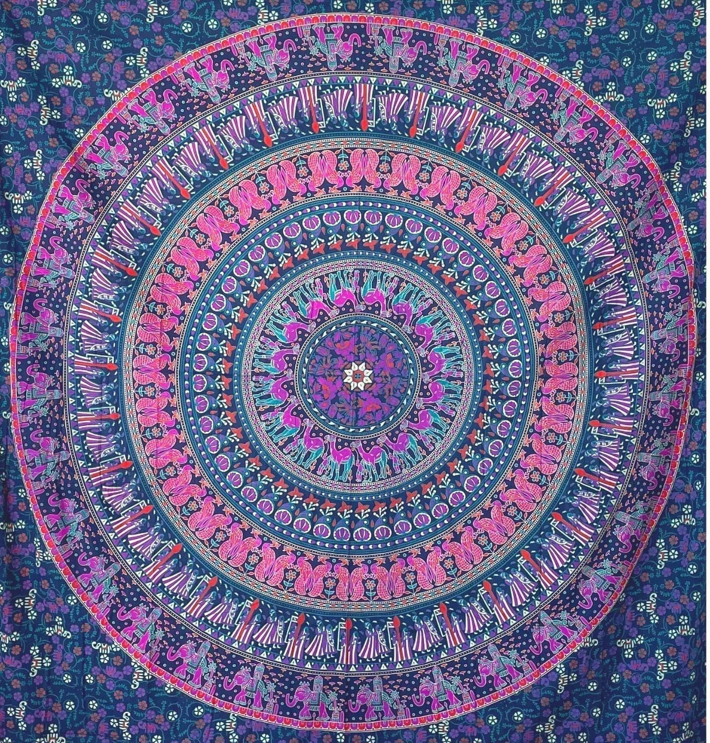 Gobelin Momomus Mandala kolorowy bawełniany orientalne wzory Strona główna - Akcesoria i Dekoracje Naty Shop Fioletowy A 210L X 230B Cm