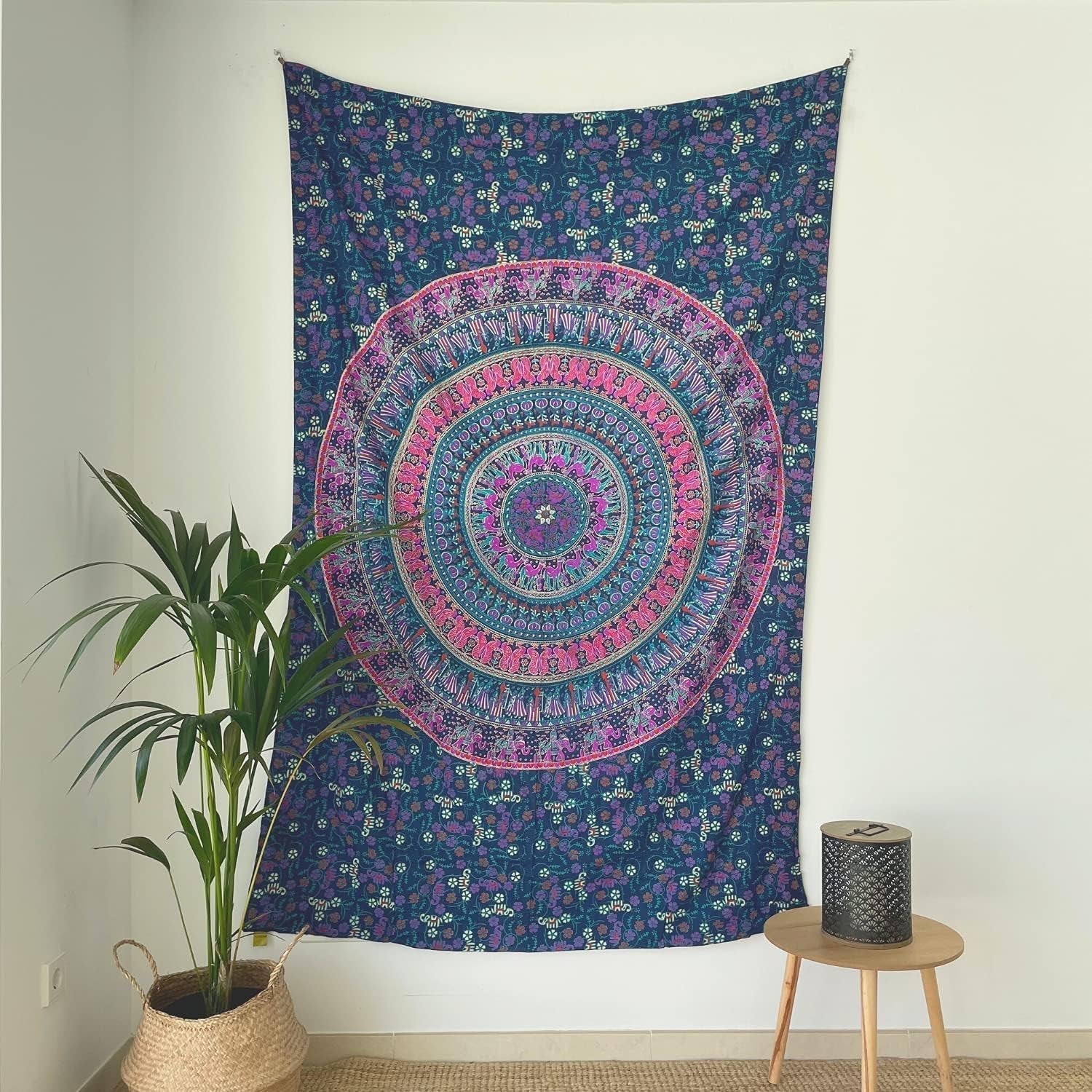 Gobelin Momomus Mandala kolorowy bawełniany orientalne wzory Strona główna - Akcesoria i Dekoracje Naty Shop Fioletowy A 135L X 210B Cm