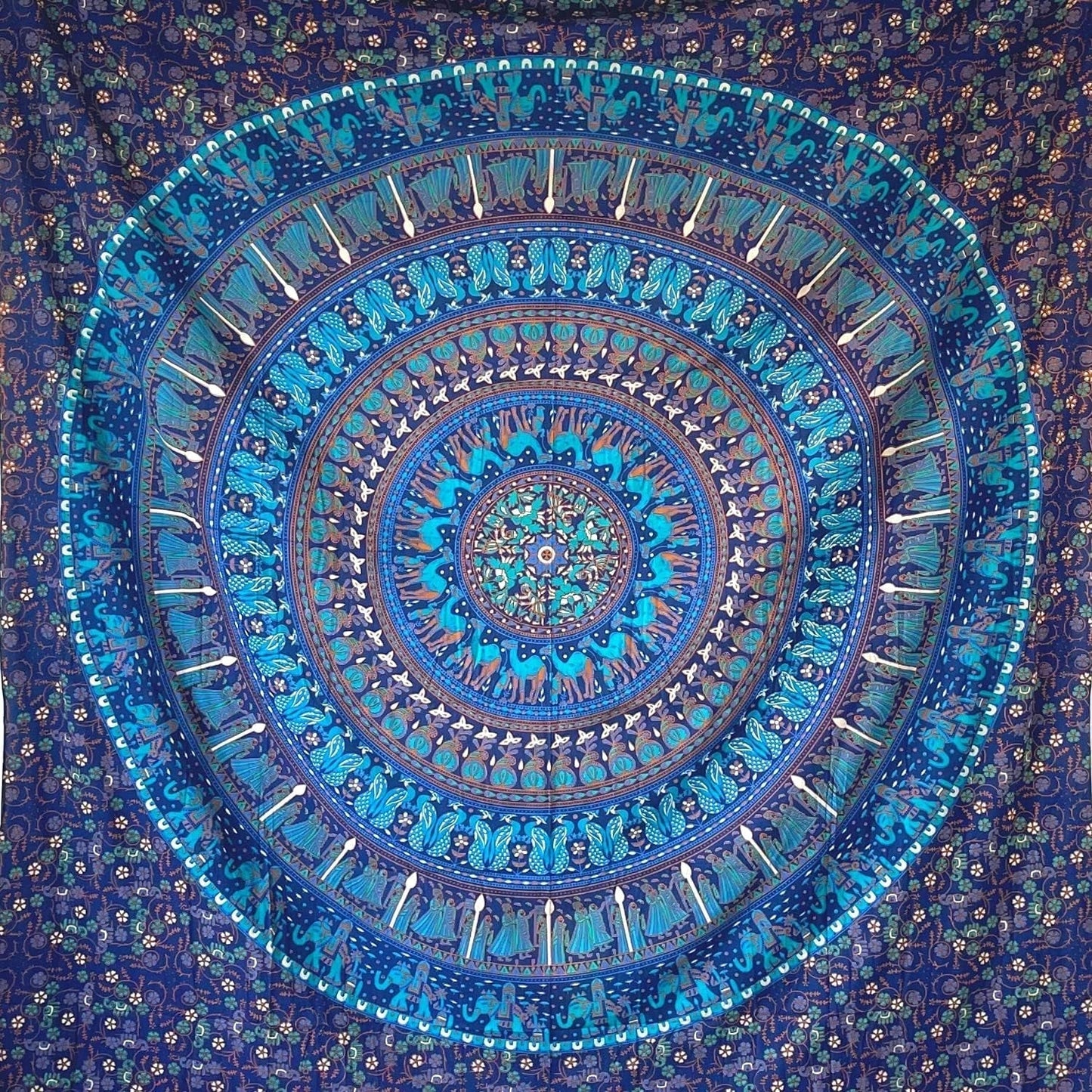 Gobelin Momomus Mandala kolorowy bawełniany orientalne wzory Strona główna - Akcesoria i Dekoracje Naty Shop Niebieski C 210L X 230B Cm