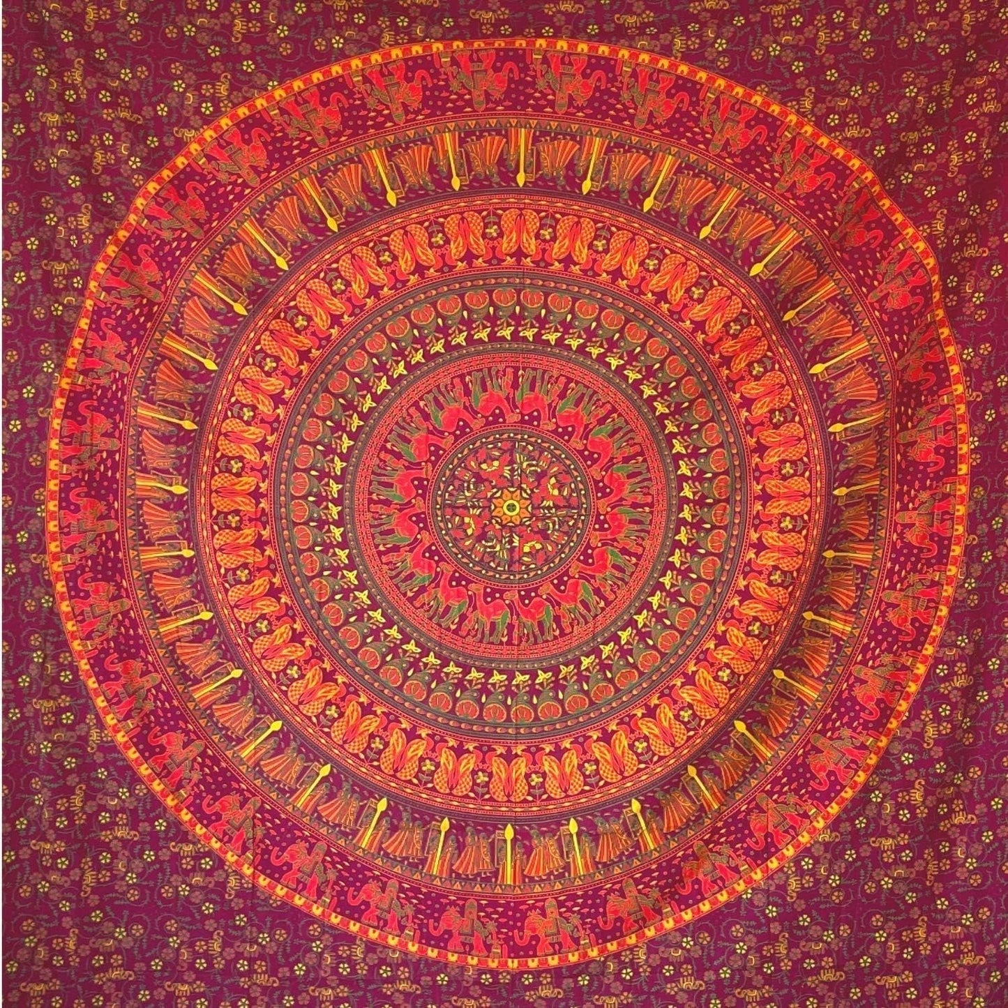 Gobelin Momomus Mandala kolorowy bawełniany orientalne wzory Strona główna - Akcesoria i Dekoracje Naty Shop Pomarańczowy 210L X 230B Cm