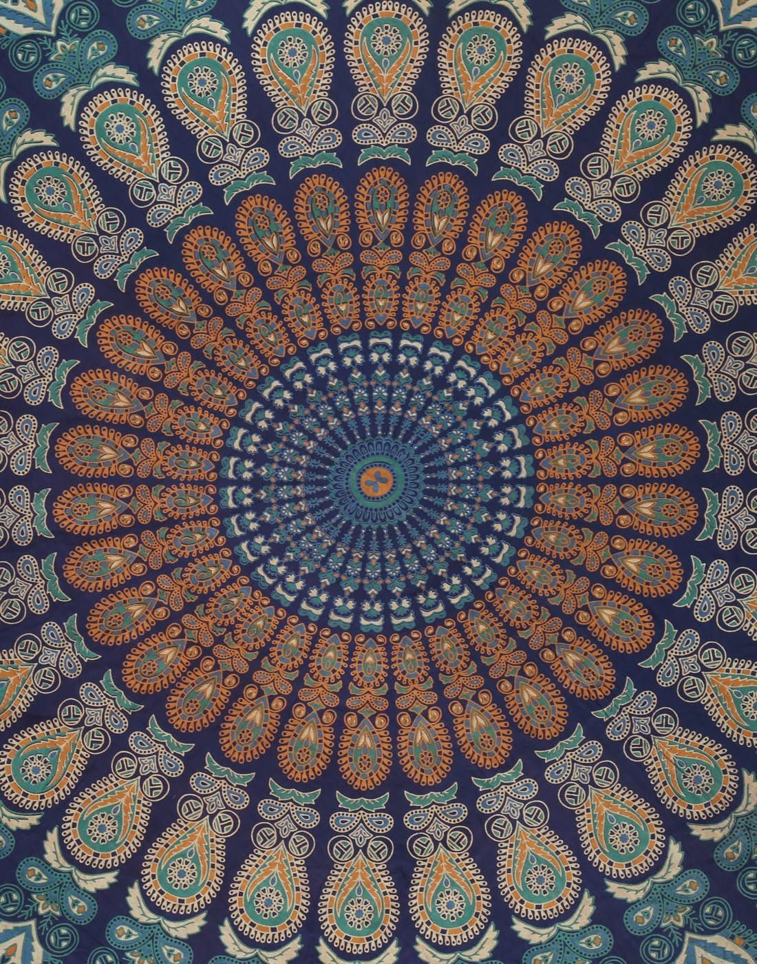 Okrągły gobelin paw mandala centymetry okrągły hipisowski przód Strona główna - Akcesoria i dekoracje Naty Shop