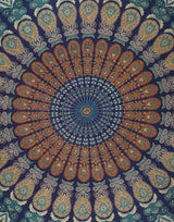 Okrągły gobelin paw mandala centymetry okrągły hipisowski przód Strona główna - Akcesoria i dekoracje Naty Shop