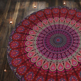 Okrągły gobelin paw mandala centymetry okrągła twarz hipisa Strona główna - Akcesoria i dekoracje Naty Shop Fioletowy róż 183L X 183B Cm