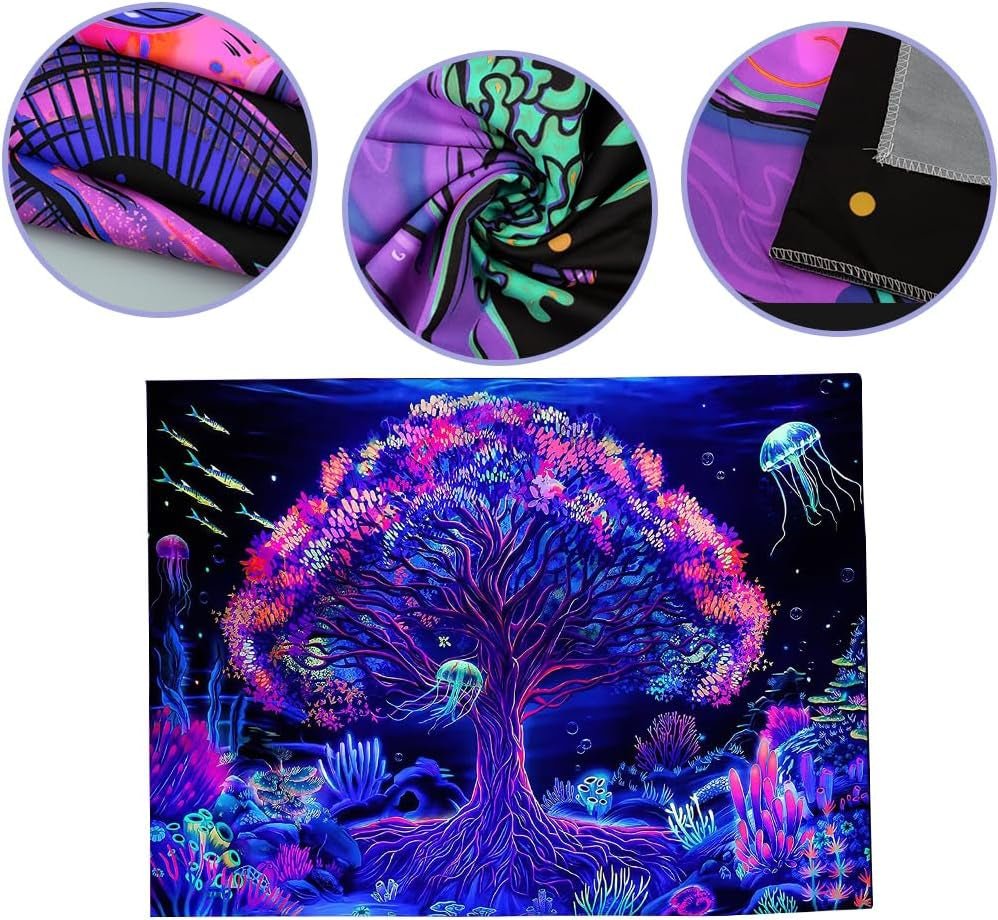 Gobelin suaywo psychodeliczne fluorescencyjne drzewo life room Strona główna - Akcesoria i dekoracje Naty Shop