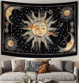 Gobelin słońce księżyc gwiazda duchowa estetyczna tęcza bawełniana Strona główna - Akcesoria i dekoracje Naty Shop Żółty 210L X 140B Cm