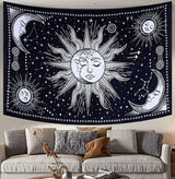 Gobelin słońce księżyc gwiazda duchowa estetyczna tęcza bawełniana Strona główna - Akcesoria i dekoracje Naty Shop Czarny / biały 102L X 77B Cm