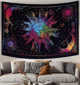 Gobelin słońce księżyc gwiazda duchowa estetyczna tęcza bawełniana Strona główna - Akcesoria i dekoracje Naty Shop Tęcza 210L X 140B Cm