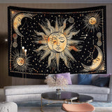 Gobelin słońce księżyc gwiazda duchowa estetyczna tęcza bawełniana Strona główna - Akcesoria i dekoracje Naty Shop Żółty 102L X 77B Cm