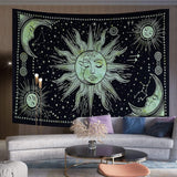 Gobelin słońce księżyc gwiazda duchowa estetyczna tęcza bawełniana Strona główna - Akcesoria i dekoracje Naty Shop Pozdrowienia 150L X 137B Cm