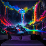 Gobelin gobelin planetarny wodospad fantasy czarne światło Strona główna - Akcesoria i dekoracje Naty Shop 150L X 130B Cm