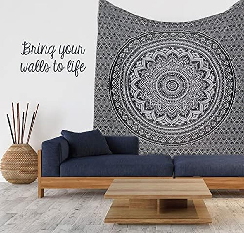 Gobelin gobelinowy mandala szary czarny tkanina ścienna Strona główna - Akcesoria i dekoracje Naty Shop