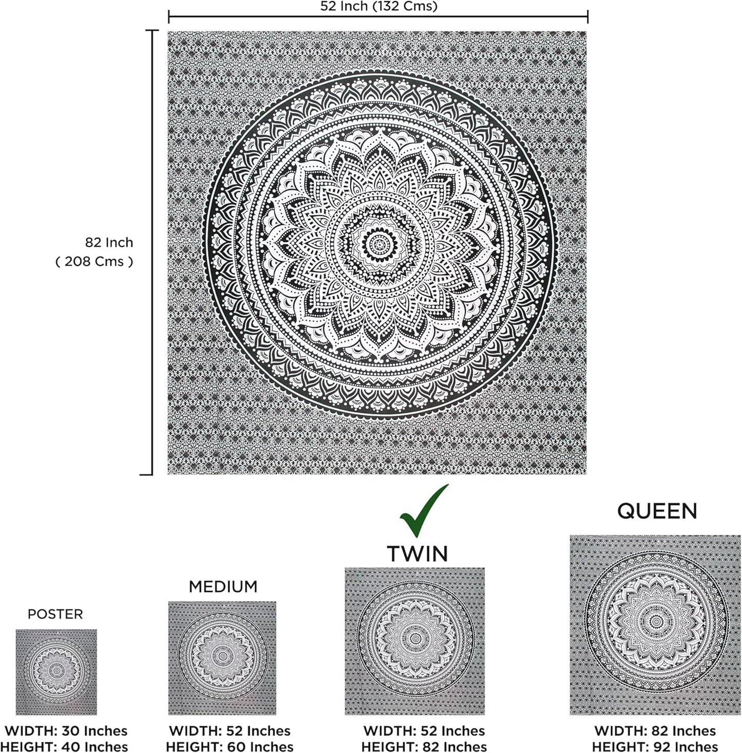 Gobelin gobelinowy mandala szary czarny tkanina ścienna Strona główna - Akcesoria i dekoracje Naty Shop
