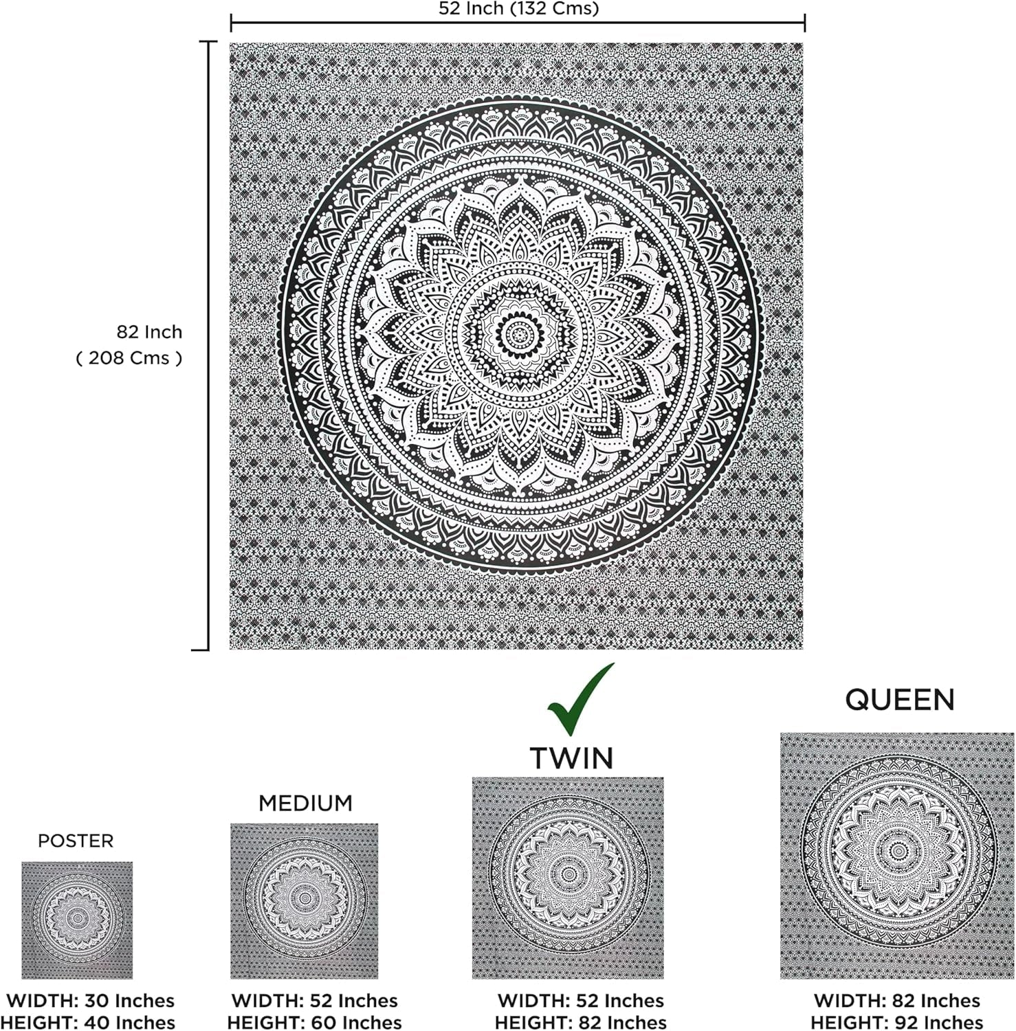 Gobelin gobelinowy mandala szary czarny tkanina ścienna Strona główna - Akcesoria i dekoracje Naty Shop