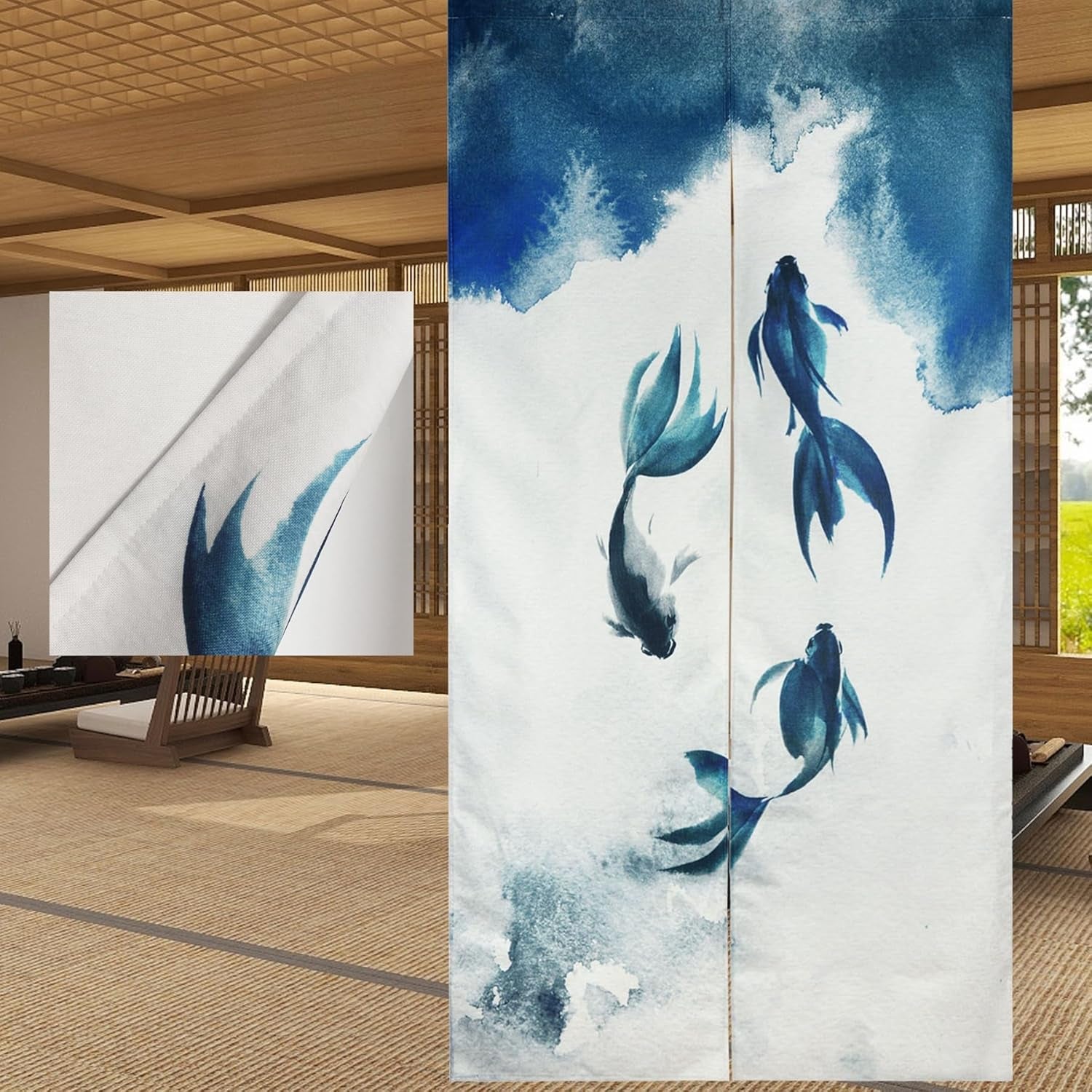 Tradycyjny gobelin chiński styl grubym tuszem malarstwo noren Strona główna - Akcesoria i Dekoracje Naty Shop Druk dwustronny 85 X 180 Cm