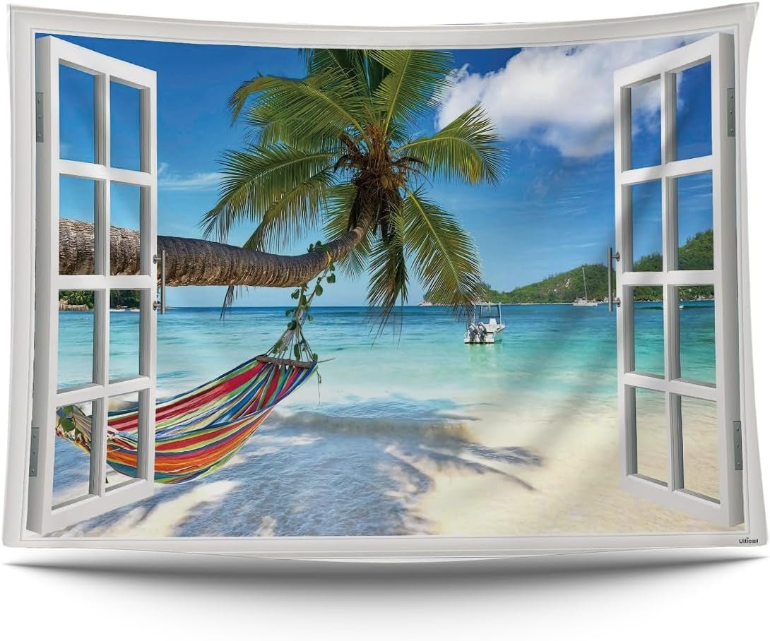 Gobelin ulticool view hamak z palmami morskimi na plaży Strona główna - Akcesoria i dekoracje Naty Shop Default Title