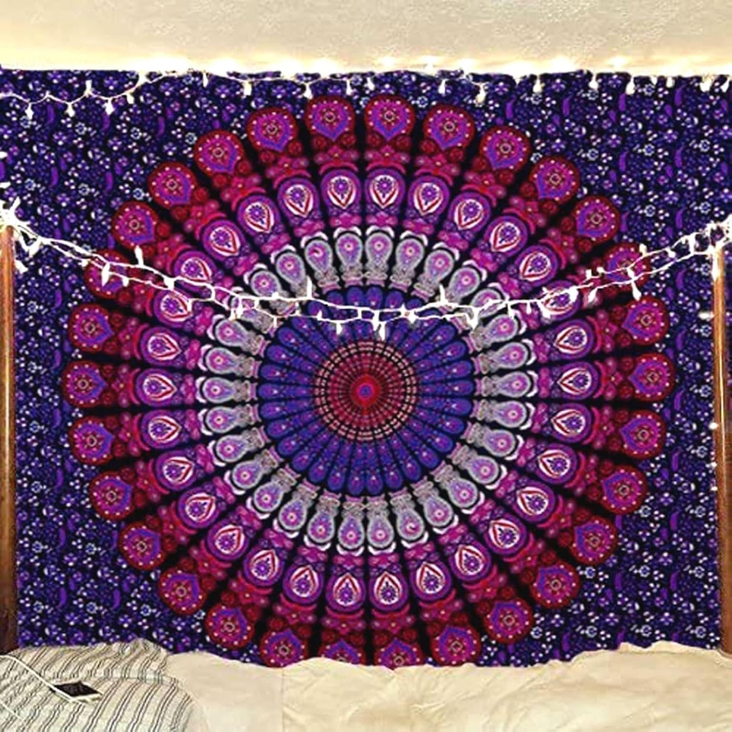 Gobelin fioletowy hipisowski koc plażowy mandala indyjska bawełna Strona główna - Akcesoria i dekoracje Naty Shop Default Title