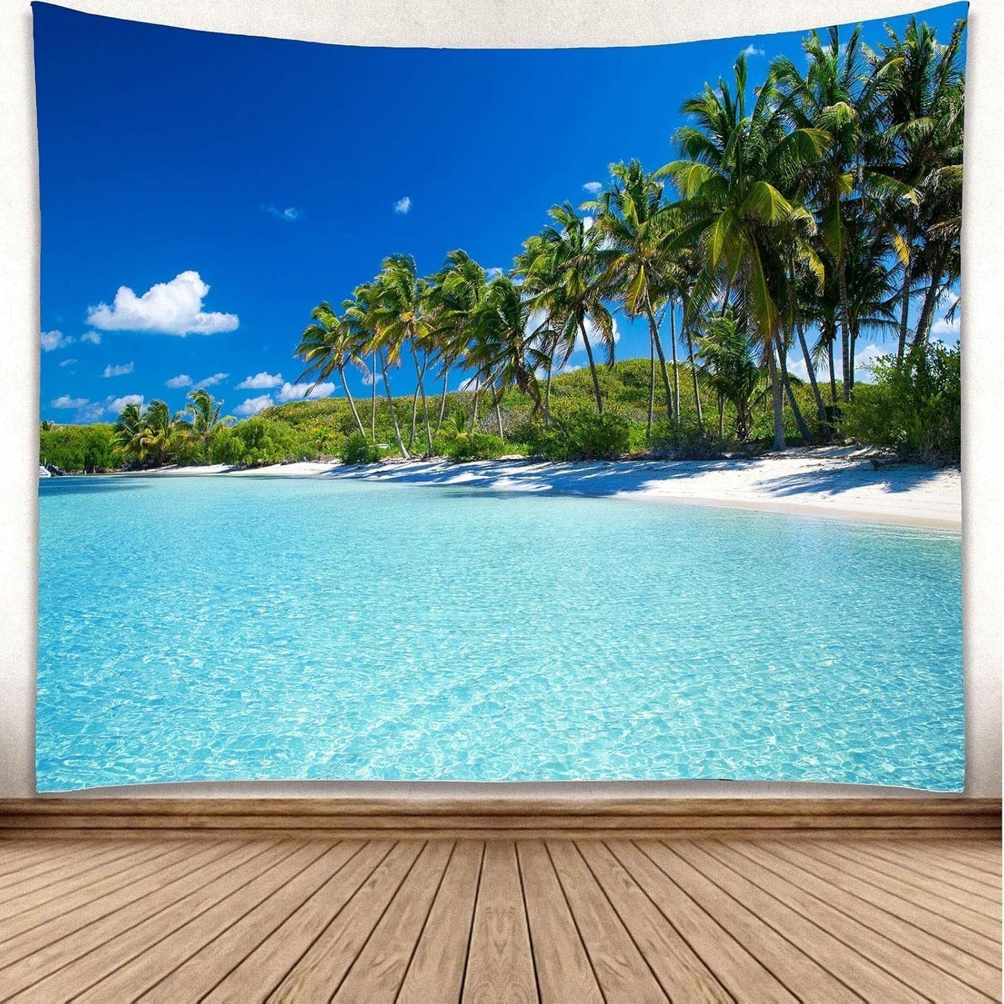 Gobelin yisure beach tropikalny krajobraz Strona główna - Akcesoria i dekoracje Naty Shop Niebieski 150L X 200B Cm