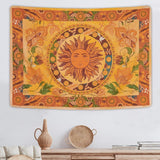 Gobelin yugarlibi płonące słońce wiosenne kwiaty vintage ściana Strona główna - Akcesoria i dekoracje Naty Shop Pomarańczowy 210L X 150B Cm