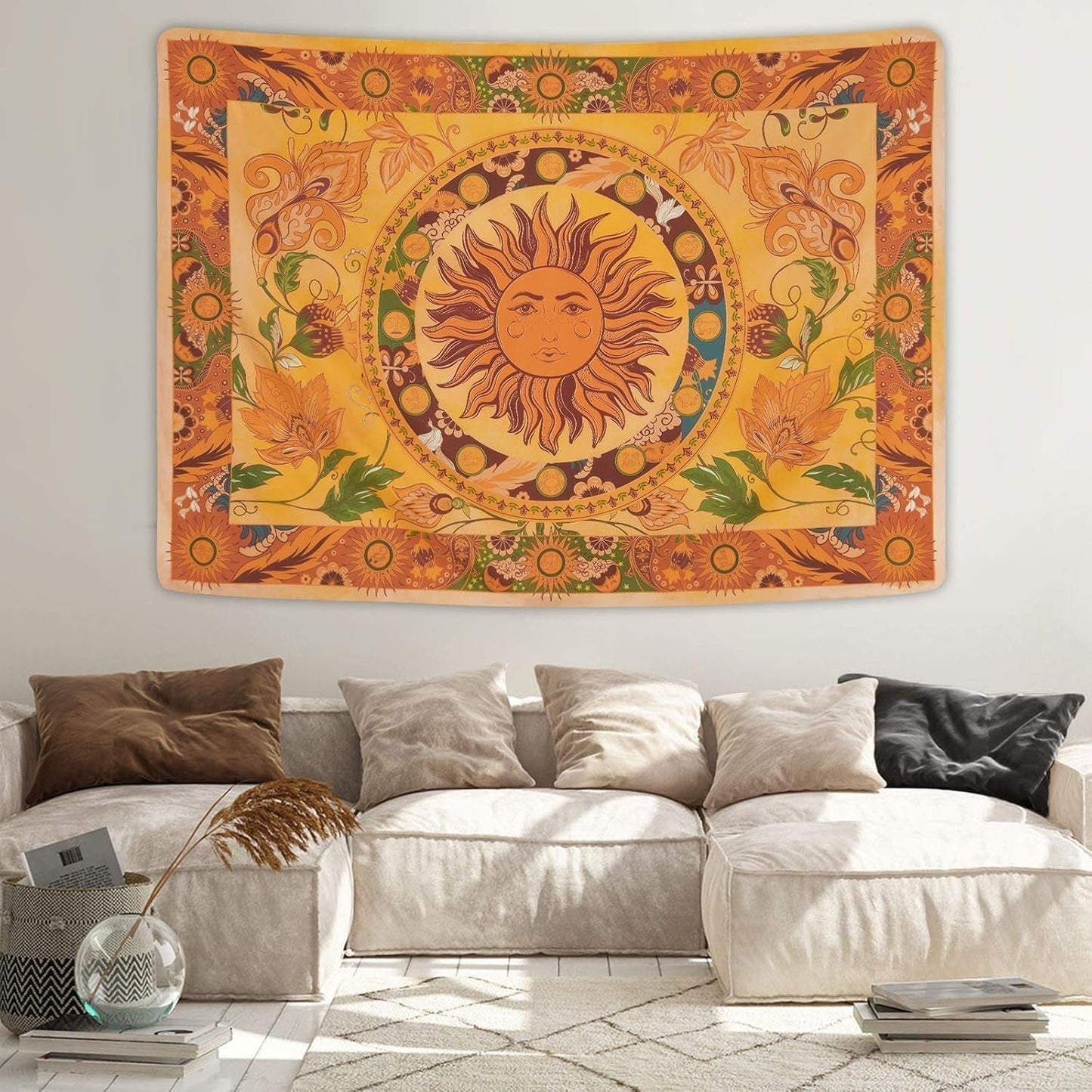 Gobelin yugarlibi płonące słońce wiosenne kwiaty vintage ściana Strona główna - Akcesoria i dekoracje Naty Shop