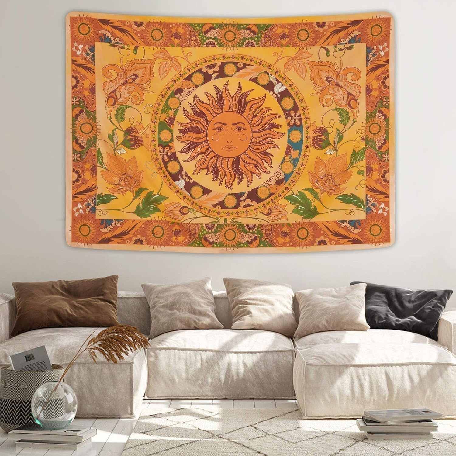 Gobelin yugarlibi płonące słońce wiosenne kwiaty vintage ściana Strona główna - Akcesoria i dekoracje Naty Shop