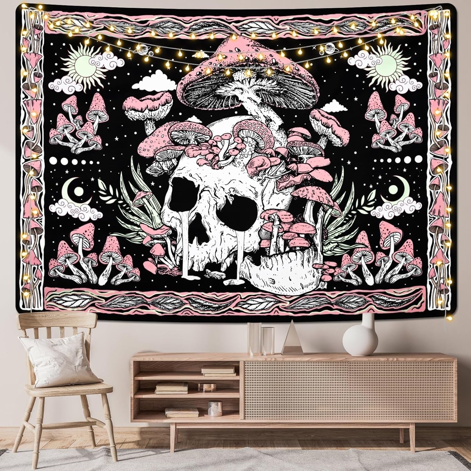 Gobelin yugarlibi różowa czaszka grzyby szkielet Strona główna - Akcesoria i Dekoracje Naty Shop