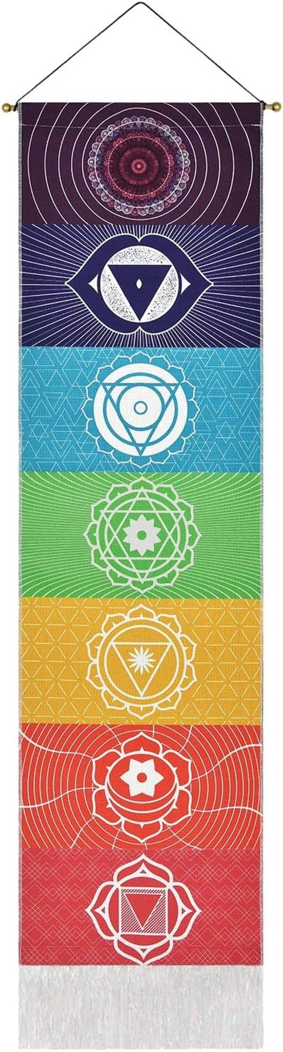 Zestaw gobelinów yugarlibi z wisiorkami czakr medytacja joga trippy Strona główna - Akcesoria i dekoracje Naty Shop Chakra biały 130L X 32,5B Cm
