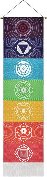 Zestaw gobelinów yugarlibi z wisiorkami czakr medytacja joga trippy Strona główna - Akcesoria i dekoracje Naty Shop Chakra biały 130L X 32,5B Cm