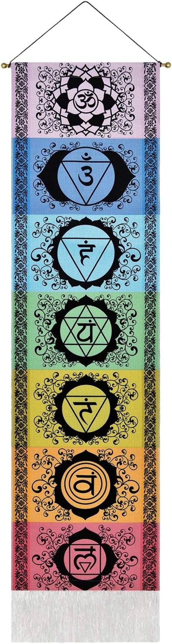 Zestaw gobelinów Yugarlibi z medytacją czakr i jogą Trippy gobelin Strona główna - Akcesoria i dekoracje Naty Shop Czarny 130L X 32,5B Cm