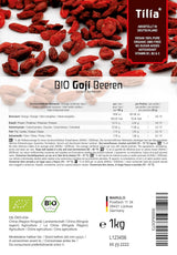 Tilia BIO Jagody Goji 1 kg Produkty suszone Naty Shop