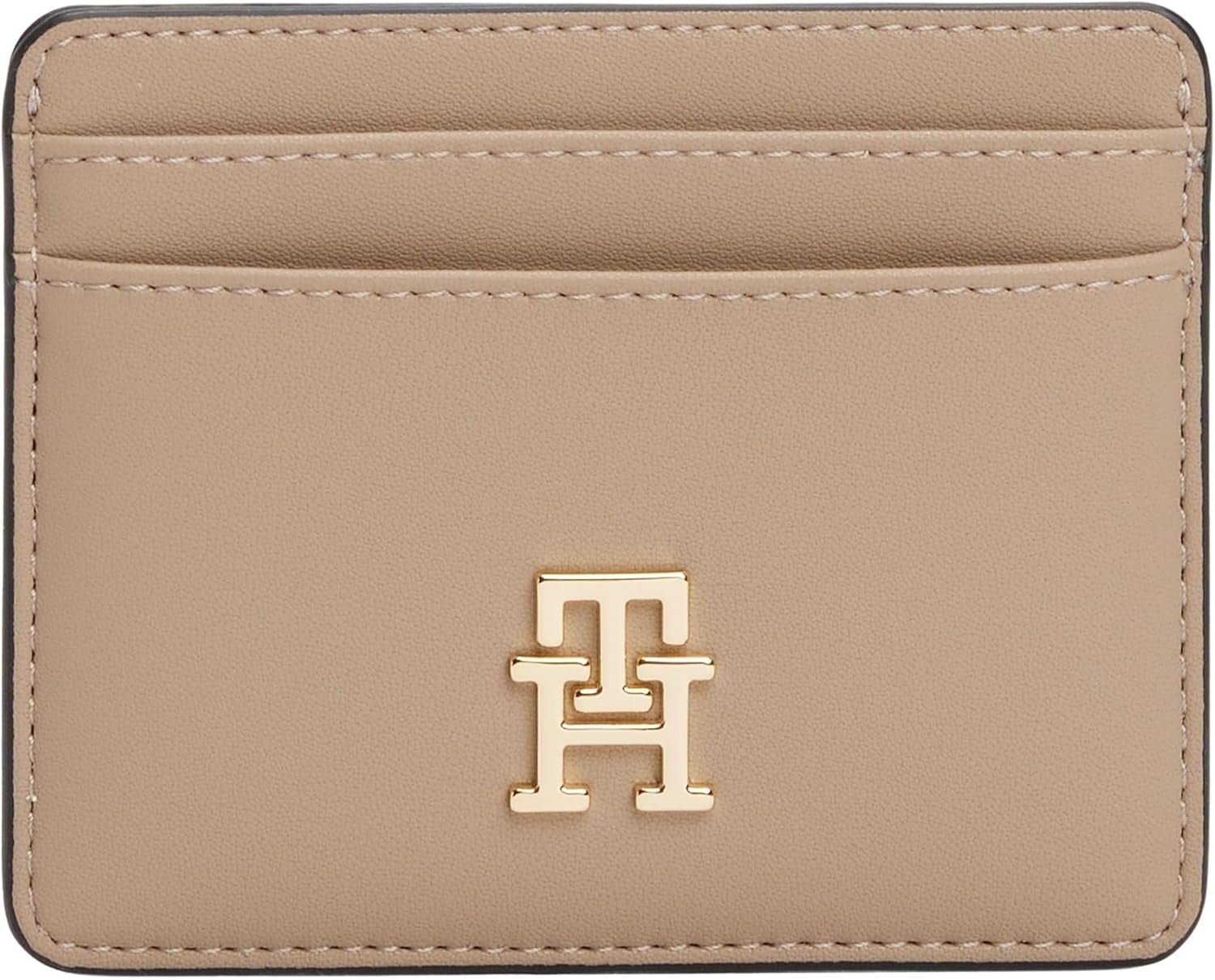 Damskie etui na karty Tommy Hilfiger Damskie z logo, beżowe (Coastal Taupe), uniwersalny Portfel męski Naty Shop Domyślny tytuł