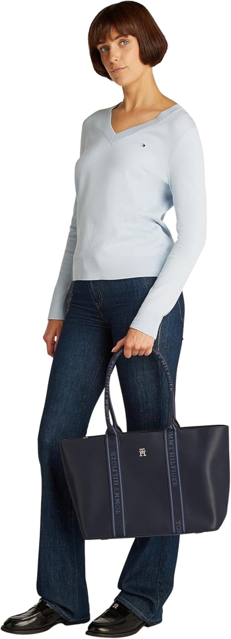 Tommy Hilfiger Th Logotape Tote Aw0aw17198 Torba materiałowa Damska Torby Naty Shop