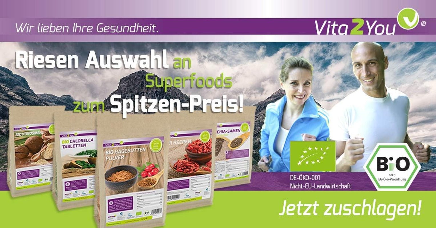 Vita2You Jagody Goji 1kg - kolcowój - suszone na słońcu - niesiarkowane i bez dodatków - 1000g - torebka zamykana na zamek - jakość premium Produkty suszone Naty Shop