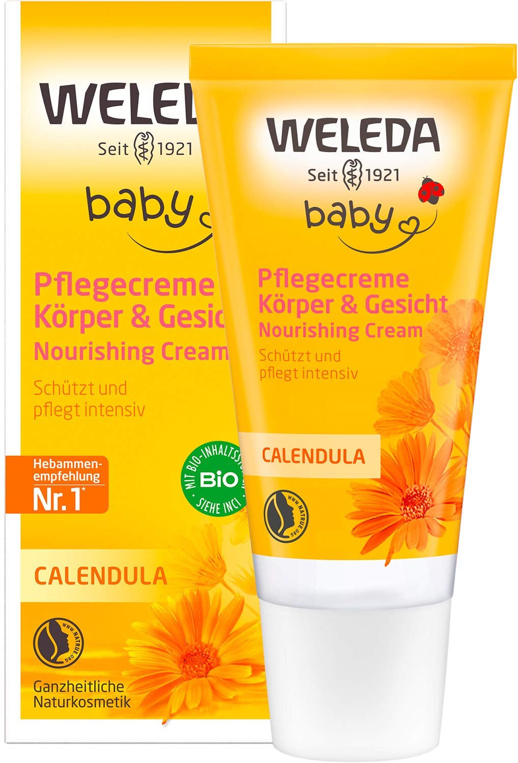WELEDA Organic Baby Calendula Care Cream Body & Face 30ml - Krem do twarzy/krem do kosmetyków naturalnych z olejem sezamowym i lanoliną do pielęgnacji skóry suchej. Nawilżający krem pielęgnacyjny dla niemowląt i dzieci Dzieci - Kąpiel i pielęgnacja Naty Shop 30 Ml
