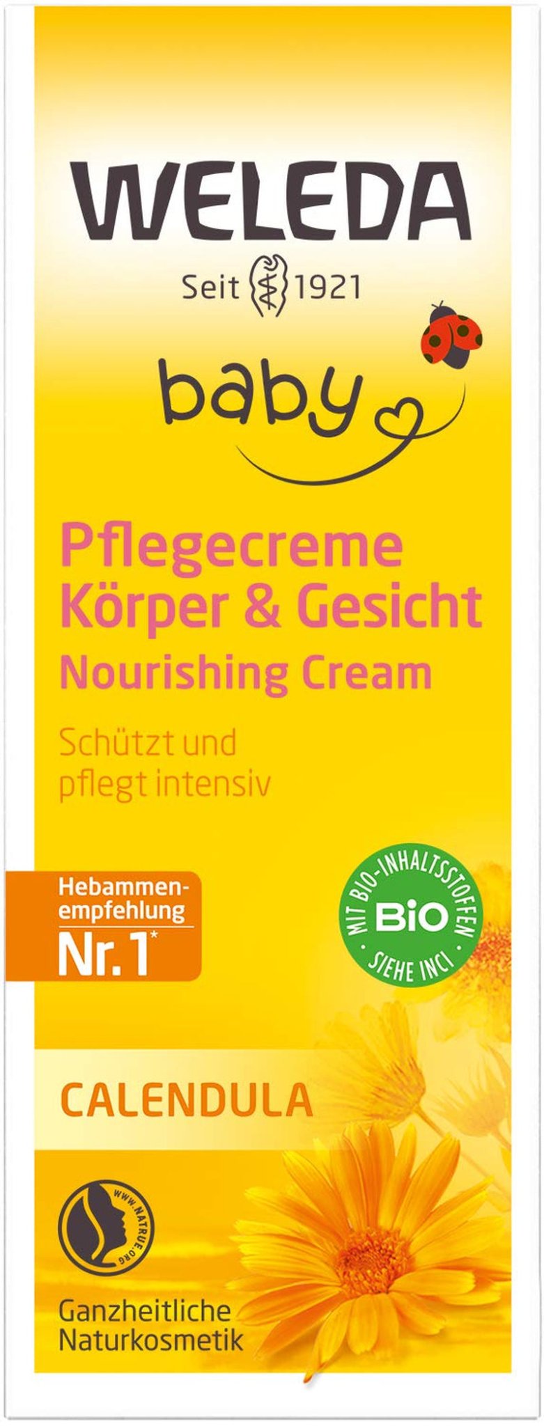 WELEDA Organic Baby Calendula Care Cream Body & Face 30ml - Krem do twarzy/krem do kosmetyków naturalnych z olejem sezamowym i lanoliną do pielęgnacji skóry suchej. Nawilżający krem ​​pielęgnacyjny dla niemowląt i dzieci Dzieci - Kąpiel i Pielęgnacja Naty Shop