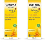 WELEDA Organiczny krem do twarzy z nagietkiem dla dzieci - Naturalny kosmetyczny krem nawilżający z olejkiem migdałowym i woskiem pszczelim do pielęgnacji skóry suchej. Naturalny krem ​​do pielęgnacji twarzy dla niemowląt i dzieci (1x 50ml) Dzieci - Kąpiel i pielęgnacja Naty Shop Krem do twarzy 50 ml (opakowanie 2 szt.)