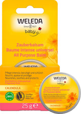 WELEDA Organic Baby Calendula Magic Balm - Uniwersalny balsam naturalnych kosmetyków do twarzy i ciała do pielęgnacji i łagodzenia suchej skóry i ust. Uniwersalny bogaty balsam dla niemowląt i dzieci (1x 25g) Dzieci - Kąpiel i pielęgnacja Naty Shop Tytuł domyślny